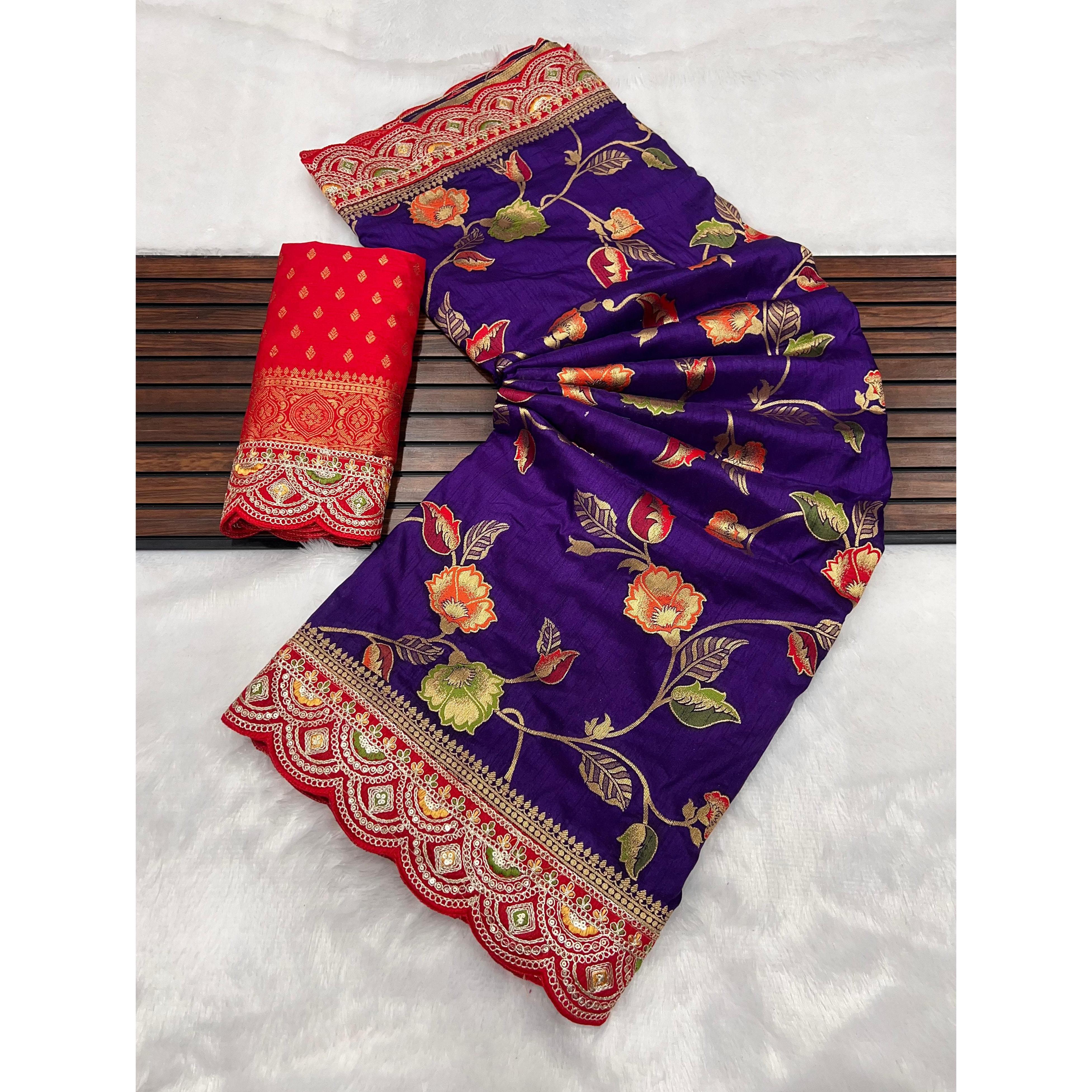 Это сари из чистого шелка Дола, выполненное в технике жаккардового плетения, с изысканной кодировкой, работа с тиснением, работа с тиснением, работа с тиснением