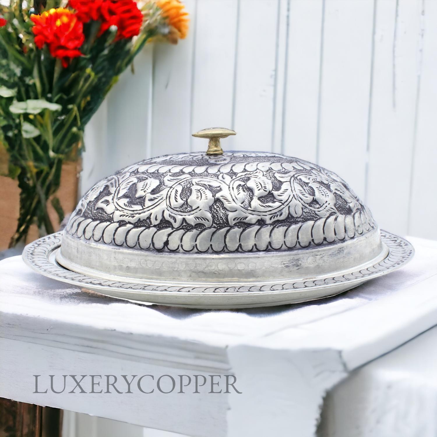 Медная пластина с ручным тиснением и тиснением в виде лодки цвета античного серебра